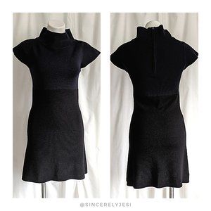 alice + olivia ▪ Navy & Black Wool Simple Modern Colorblock Sweater Dress